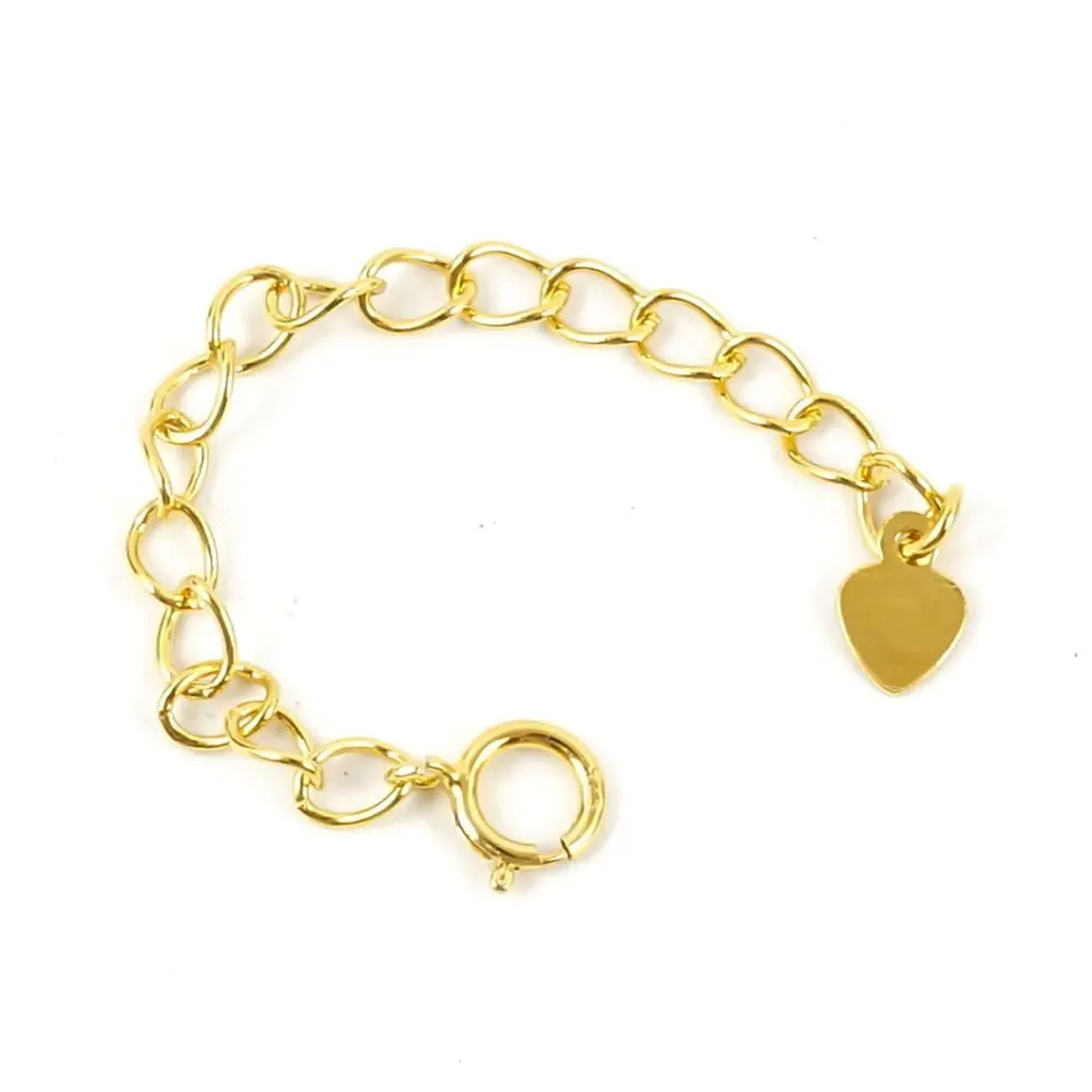 Adabele 18k Gold Plated Sterling Silver Chain Extender with Heart Drop, 5 inch (12.7 cm) Adjustable Extension | Jewelry Making Supplies - main product image