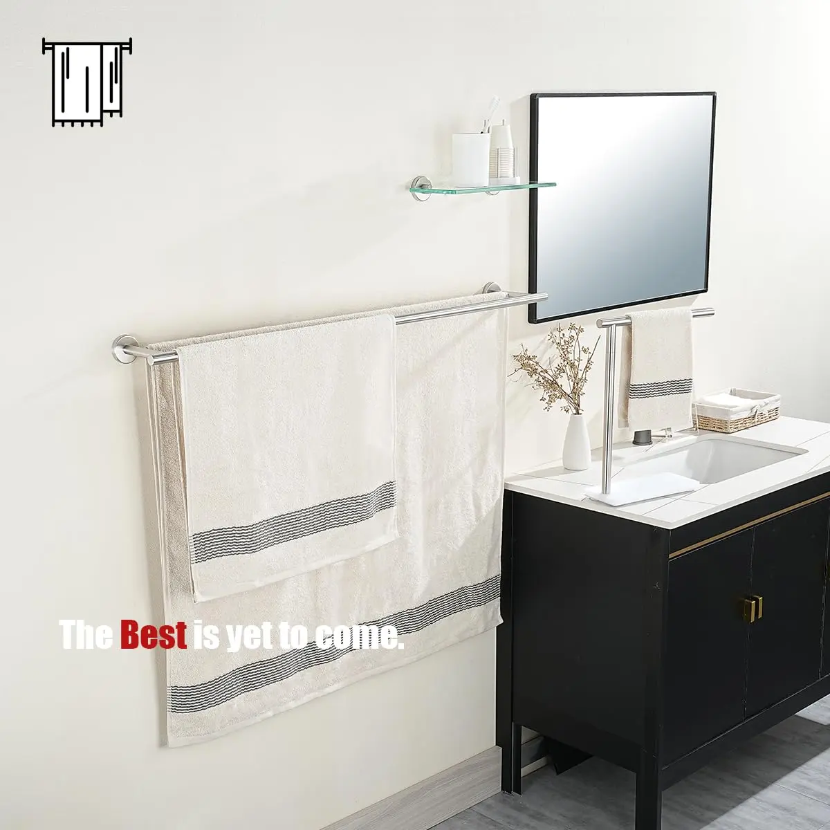 JQK Double Bath Towel Bar 39 Inch (99 cm) Brushed Stainless Steel | Wall Mount Holder for Bathroom - view 4