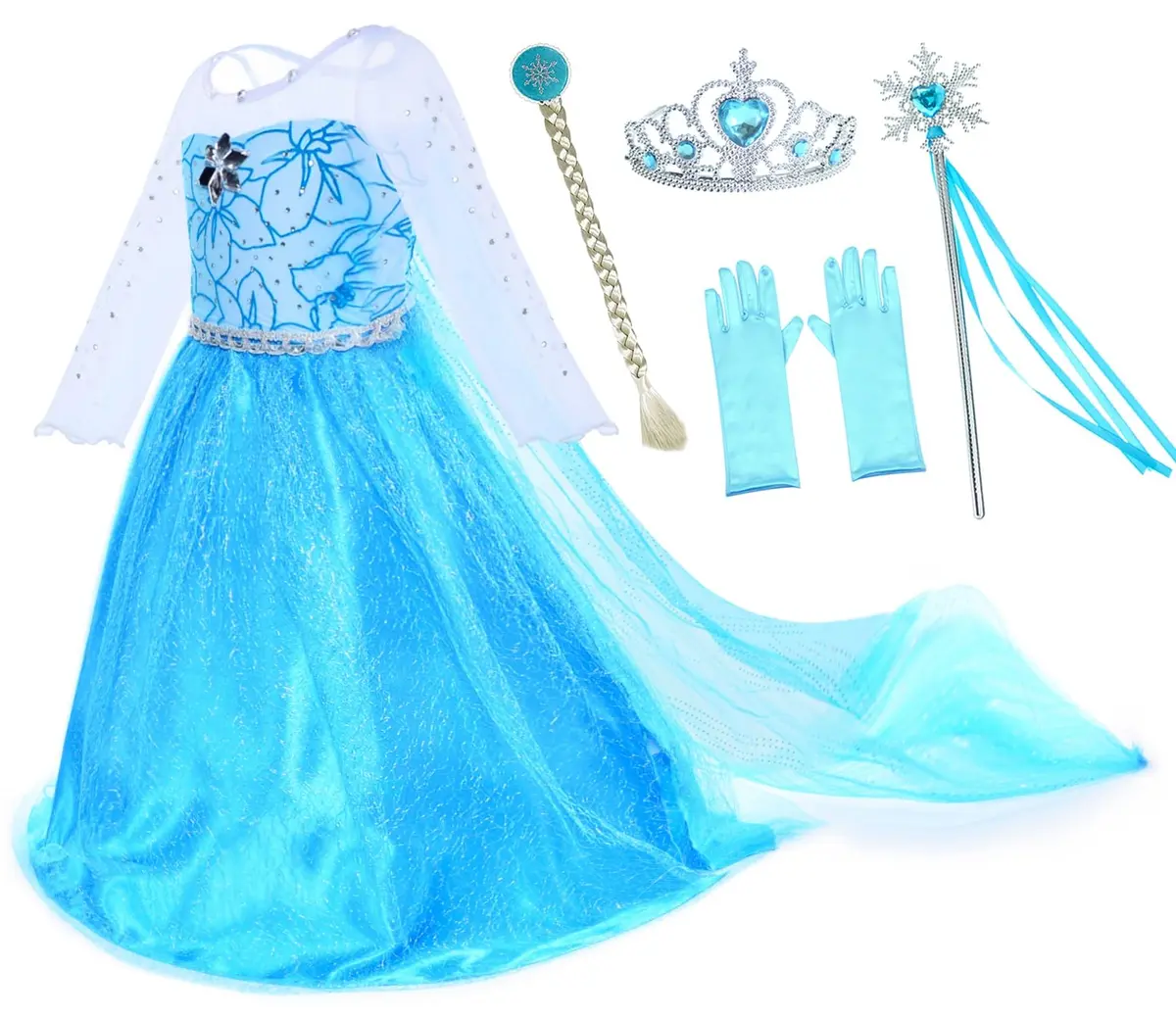 Party Chili Princess Costume Dress Up for Girls 8-9 Years | Princess Dress with Accessories - main product image