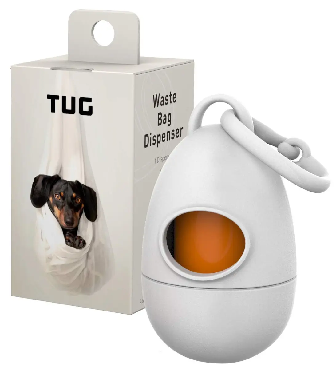 TUG Dog Waste Bag Dispenser with Dog Poop Bags, 15 Bags Per Roll, White | Leak Proof & Eco-Friendly - main product image