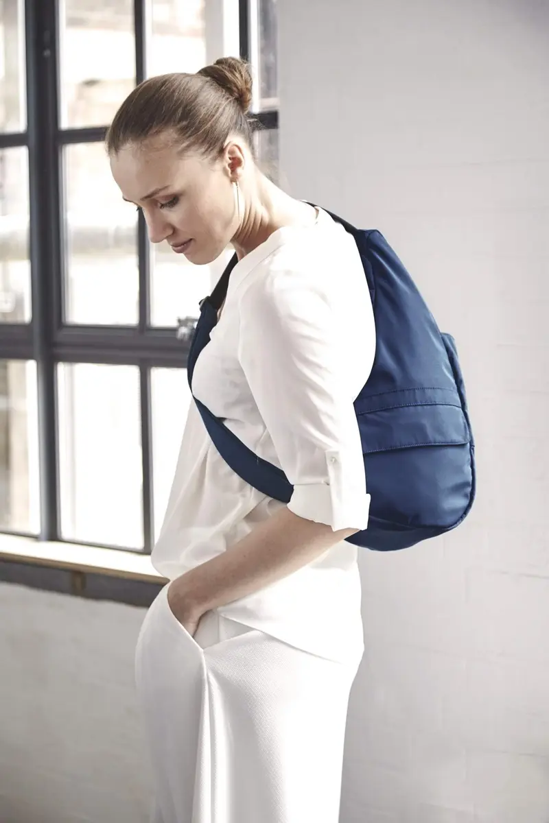 AmeriBag Healthy Back Bag 15" Microfiber Crossbody Sling Navy | Ergonomic, Water-Resistant, Compact - view 3