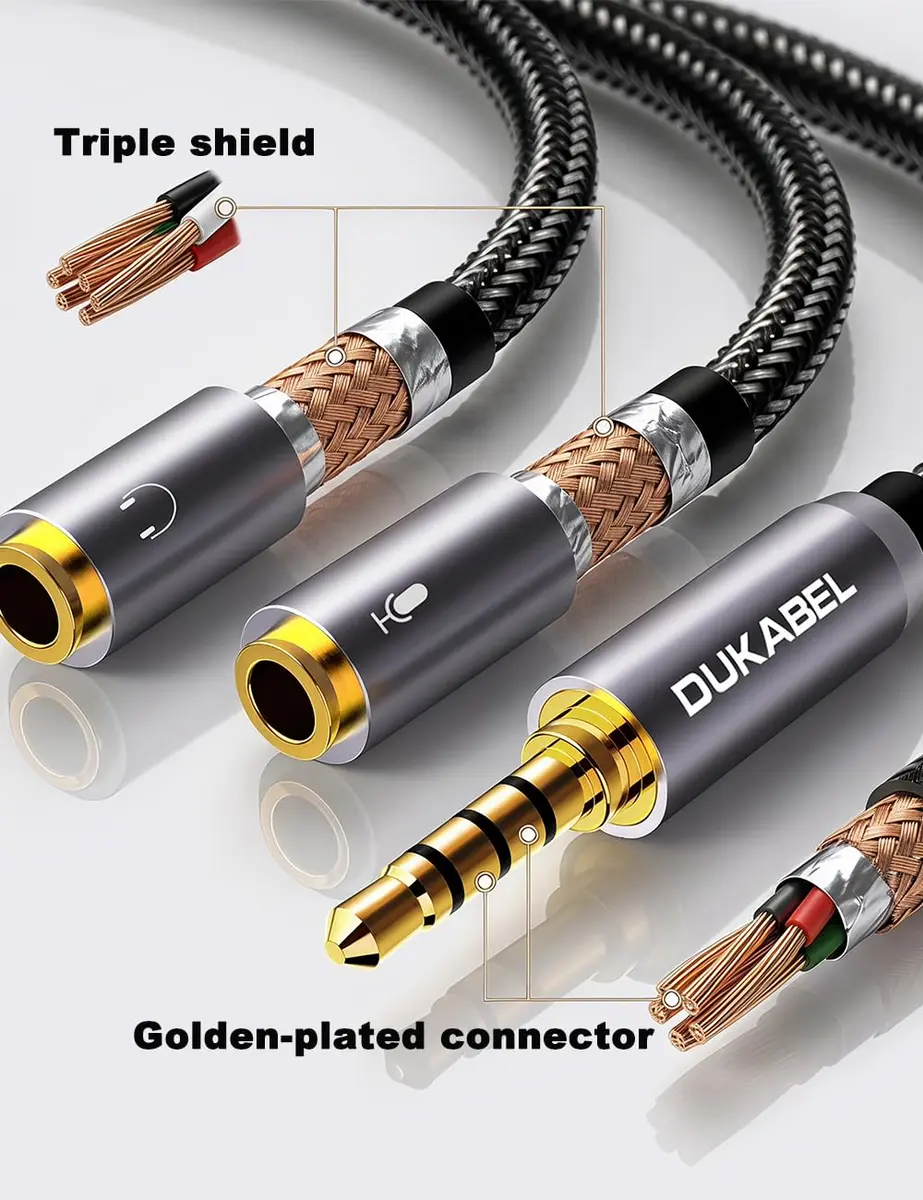 DUKABEL Headsets Adapter 3.5mm Splitter 30cm | Dual Audio & Mic Connection, Gold-Plated, Compatible with PC, Xbox, PS4 - view 8