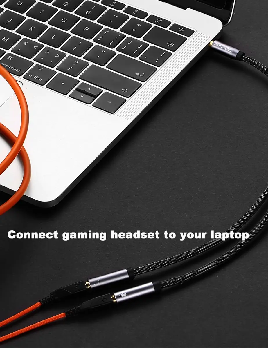 DUKABEL Headsets Adapter 3.5mm Splitter 30cm | Dual Audio & Mic Connection, Gold-Plated, Compatible with PC, Xbox, PS4 - view 3
