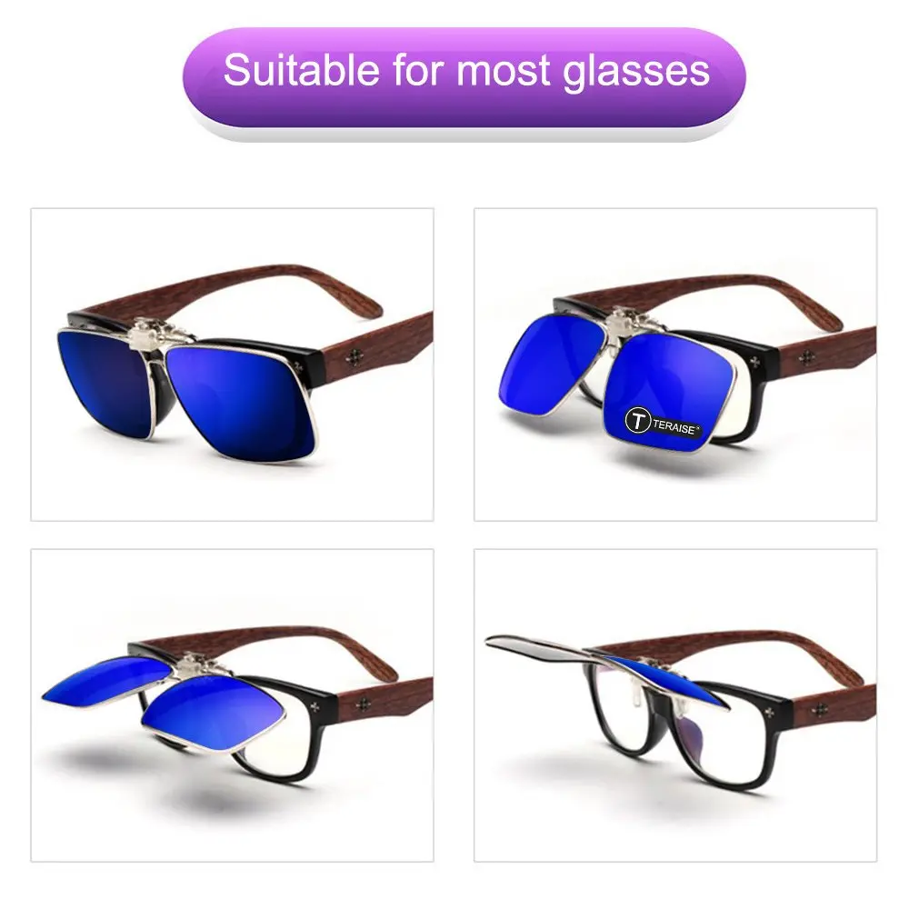 TERAISE Polarized Clip on Sunglasses with Flip Up Function Suitable Driving | HD UV400 Protection, Classic Style, Lightweight 10g - view 3