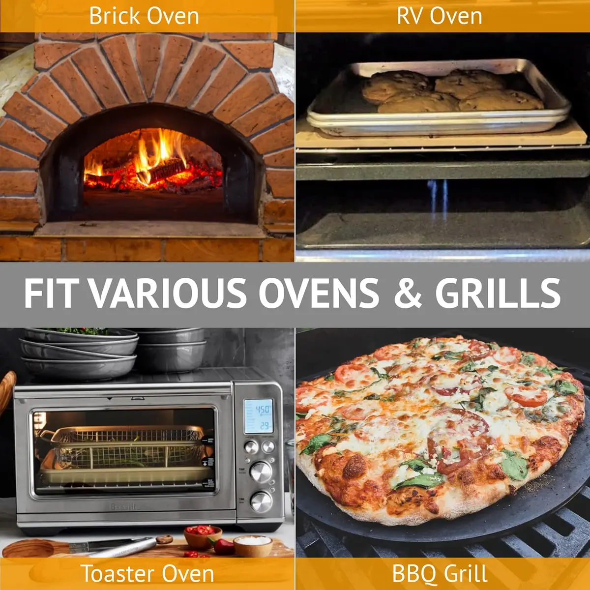 waykea 9” Round Small Pizza Stone for Toaster Oven | Cordierite Baking & Grilling Tool - view 5
