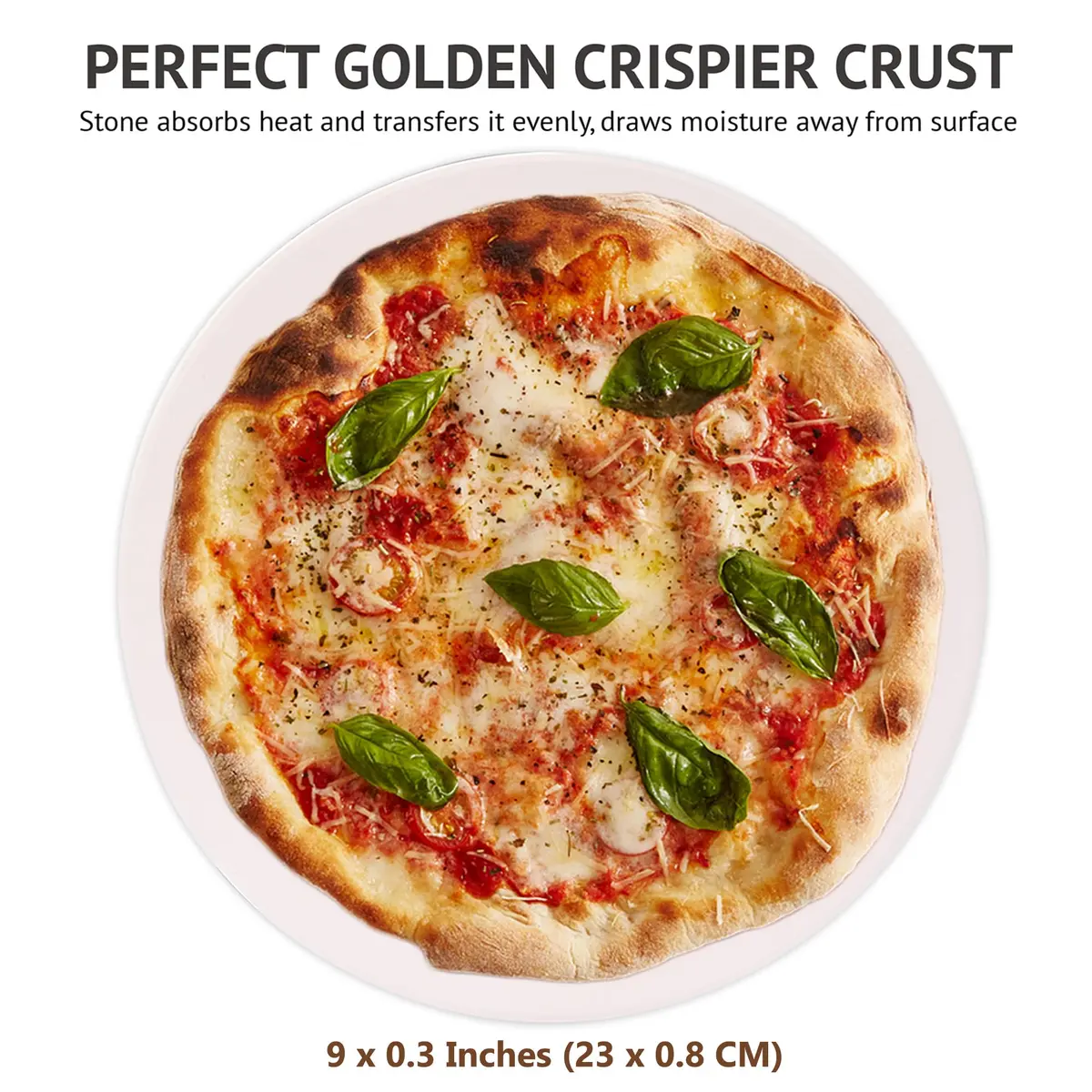 waykea 9” Round Small Pizza Stone for Toaster Oven | Cordierite Baking & Grilling Tool - view 2