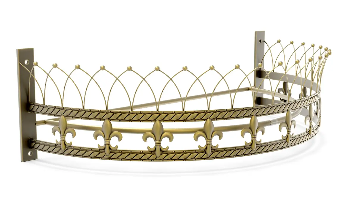 OctoRose Gold Metal Wall Teester Bed Crown Canopy 80cm (31.5in) | Antique Style Wall Decor with Built-in Rods & Hardware - view 5