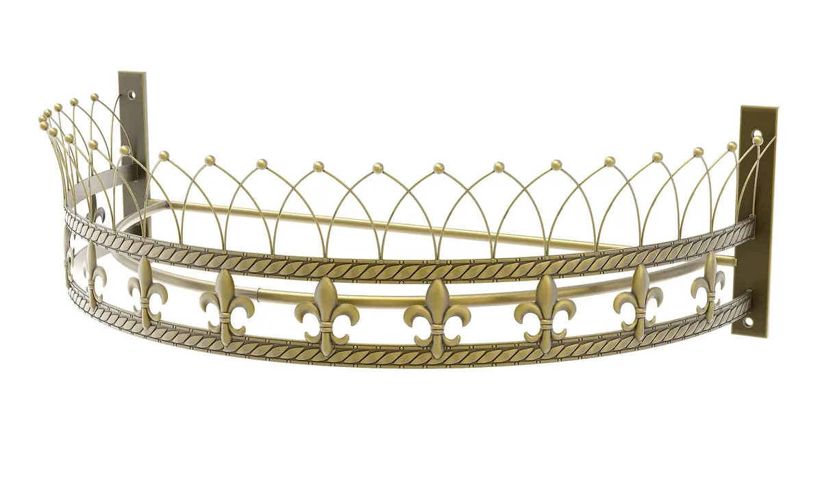 OctoRose Gold Metal Wall Teester Bed Crown Canopy 80cm (31.5in) | Antique Style Wall Decor with Built-in Rods & Hardware - view 2