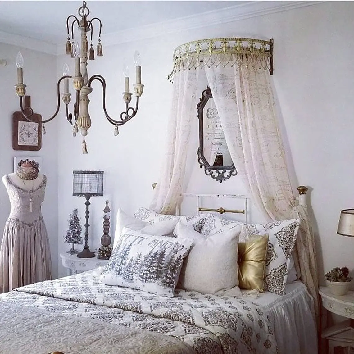 OctoRose Gold Metal Wall Teester Bed Crown Canopy 80cm (31.5in) | Antique Style Wall Decor with Built-in Rods & Hardware - view 3