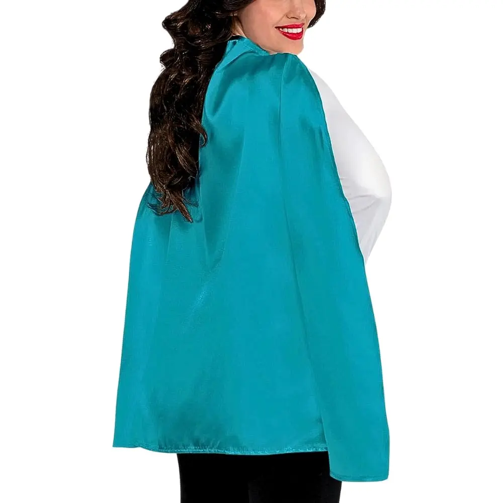 Amscan Super Hero Cape Costume - One Size, Turquoise | Vibrant, Soft Polyester Satin for Kids & Adults - main product image