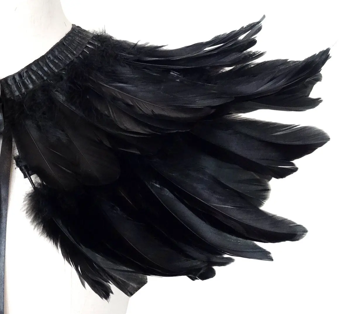 L'VOW Gothic Feather Shrug Cape Shawl Collar Men Halloween Costume, Black-5 | Unisex Dark Fantasy Accessory - view 5