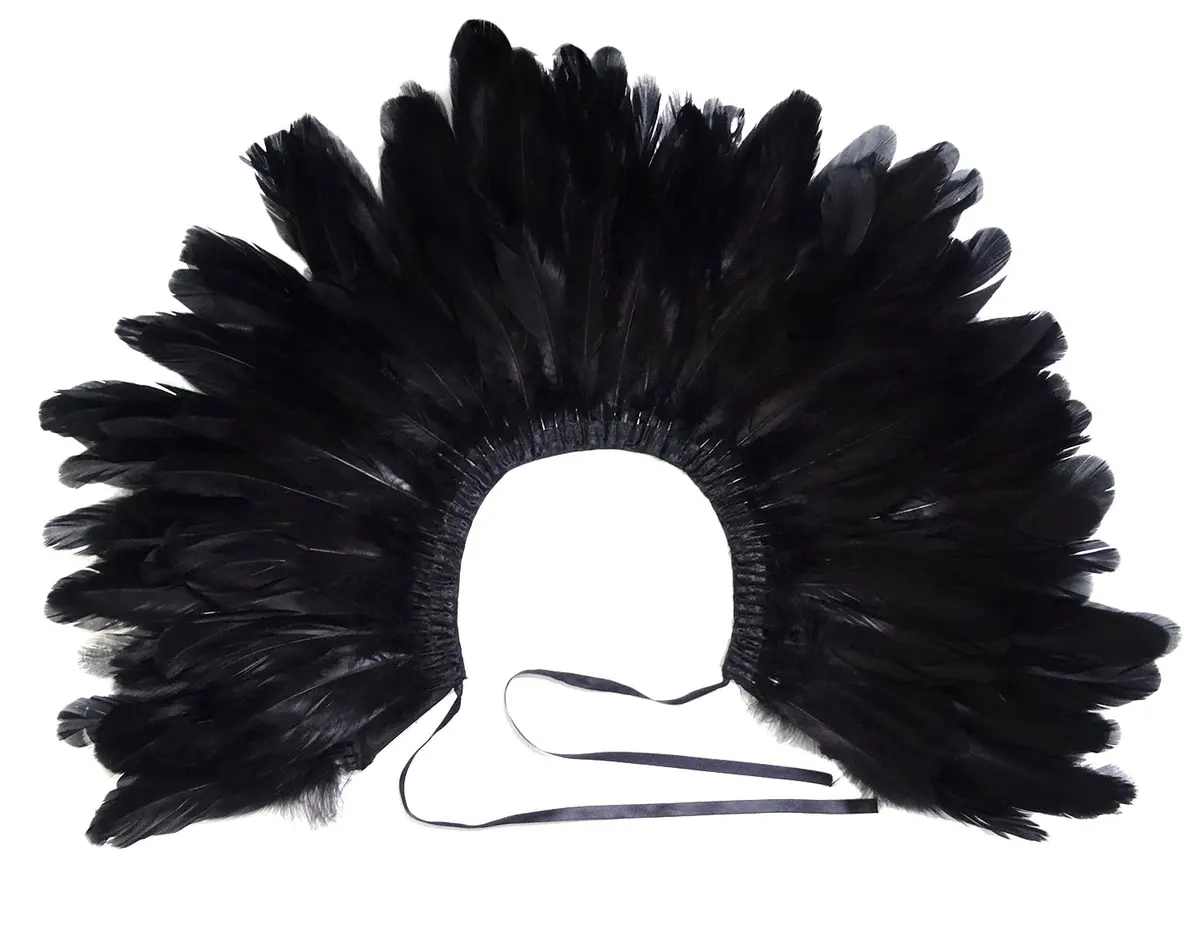 L'VOW Gothic Feather Shrug Cape Shawl Collar Men Halloween Costume, Black-5 | Unisex Dark Fantasy Accessory - view 6