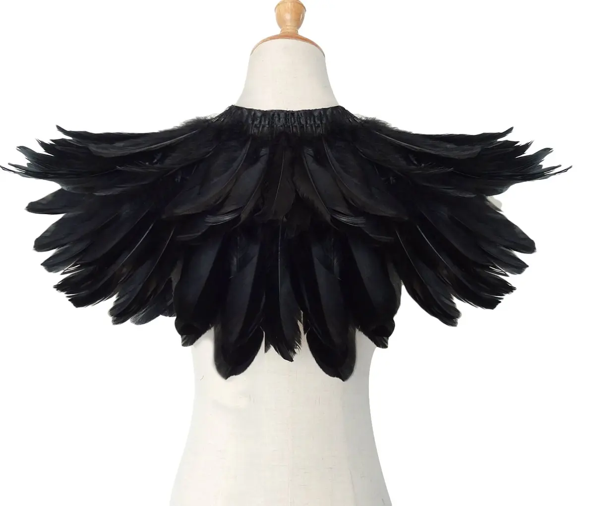 L'VOW Gothic Feather Shrug Cape Shawl Collar Men Halloween Costume, Black-5 | Unisex Dark Fantasy Accessory - view 4