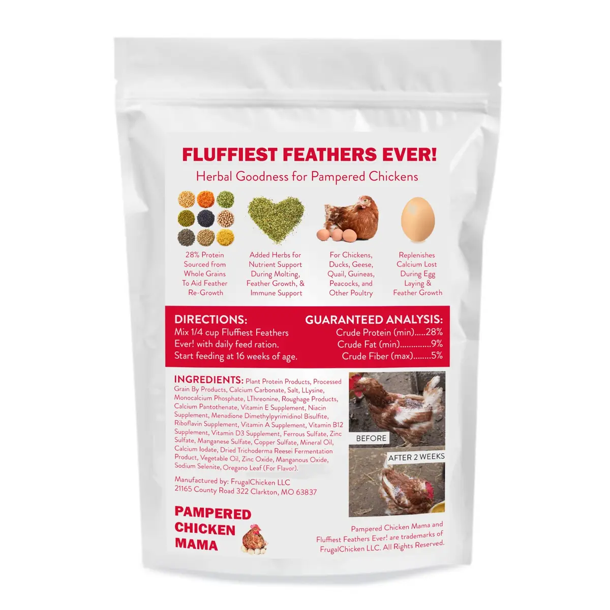 Pampered Chicken Mama Molting Supplement for Chickens 2 pounds | Supports Feather Growth & Chicken Health - view 4