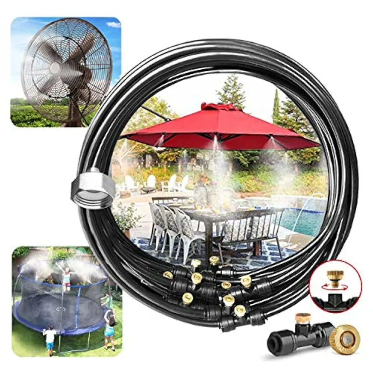 LANDGARDEN Misting Cooling System 10m (33ft) with Brass Nozzles | Cools Patios & Gardens - main product image