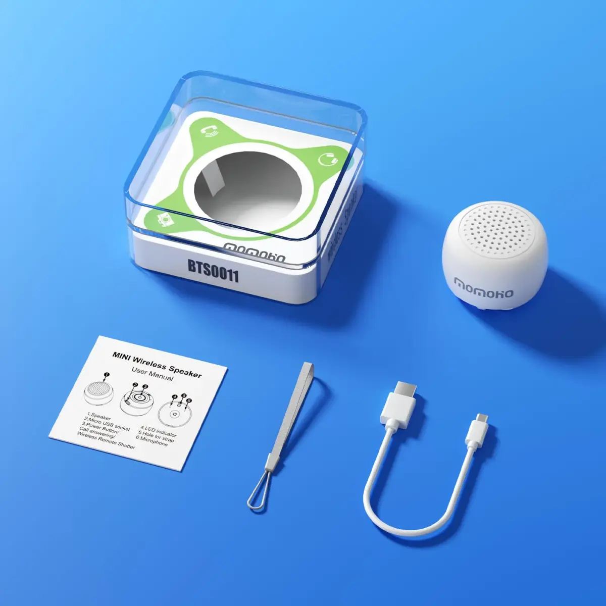 MOMOHO Mini Bluetooth Speaker White | Tiny Portable Wireless Speaker with Mic & TWS Pairing - view 6