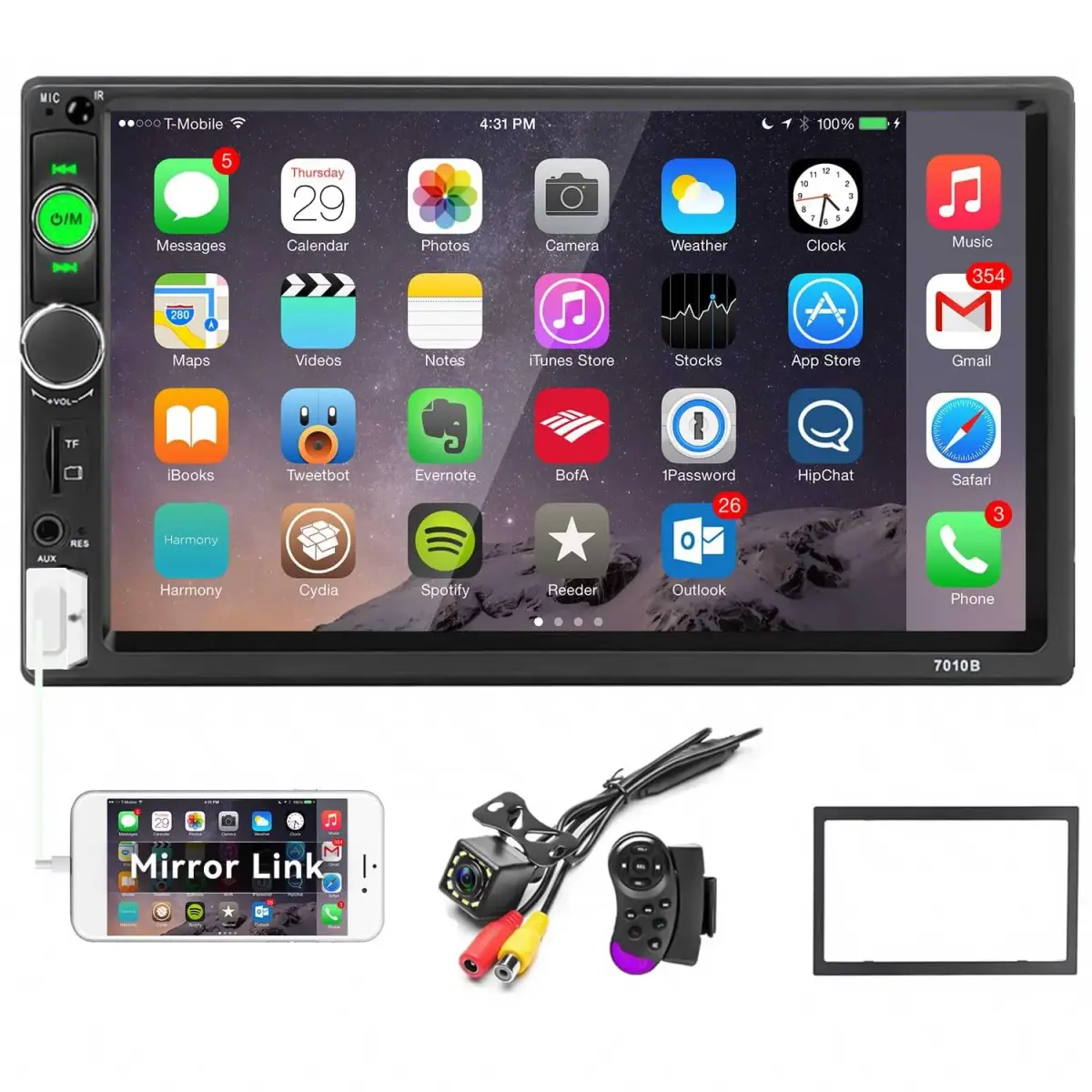 UNITOPSCI Double Din Car Stereo 7 Inch HD Touchscreen MP5 Player with Bluetooth & Backup Camera | 1080P HD Multimedia Receiver - main product image