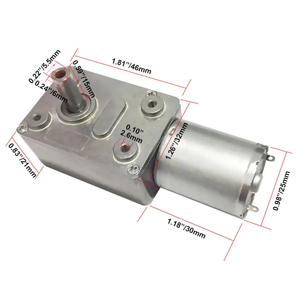 BRINGSMART JGY-370 12V 40rpm DC Worm Gear Motor Self-Lock Electric Motor | High Torque, All-Metal Gears, Impact-Resistant Shaft - view 2