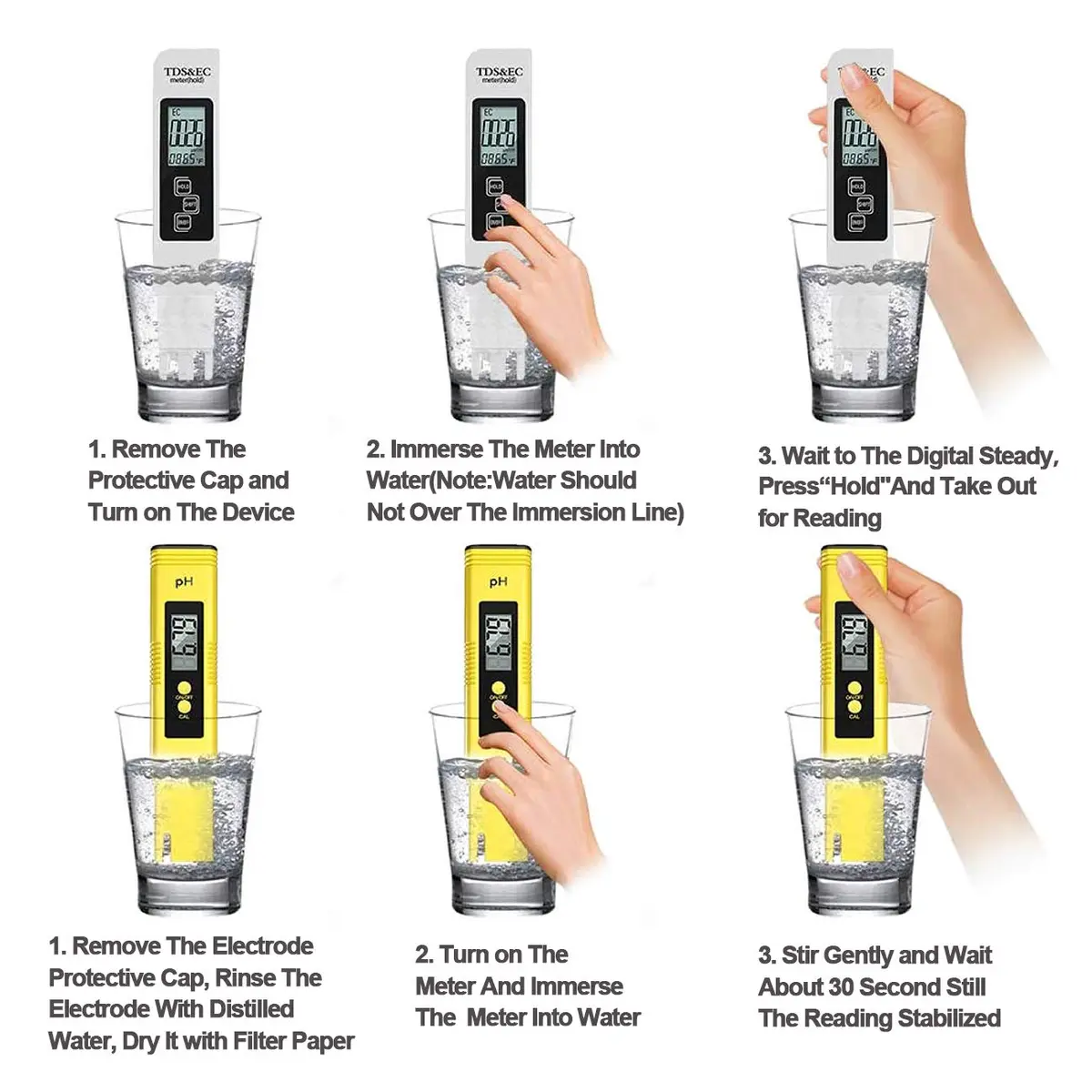 GuDoQi PH Meter, TDS Meter Combo, 4-in-1 Water Test Kit, Digital pH, PPM, EC, Temp for Drinking Water & Hydroponics - view 6
