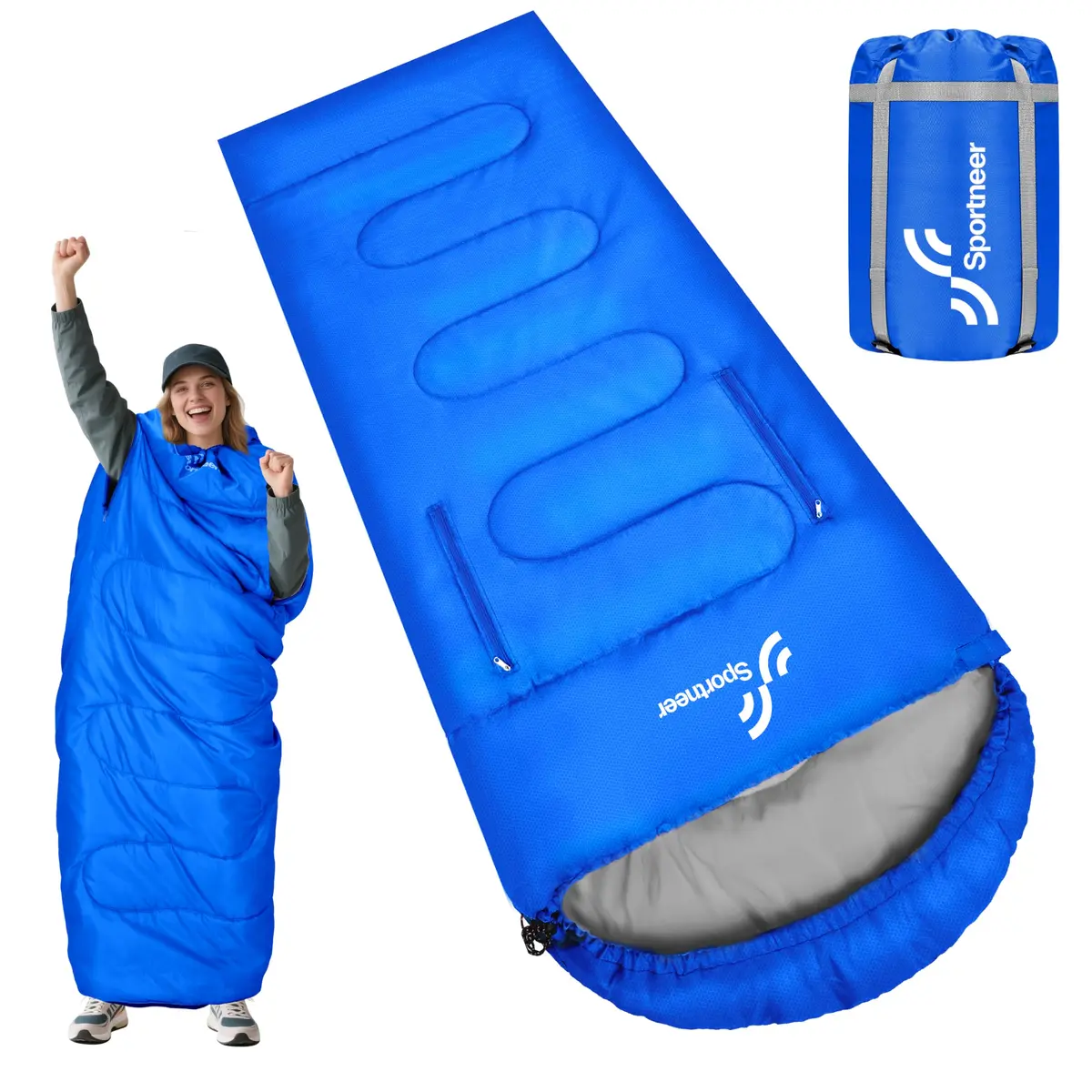 Sportneer Wearable Sleeping Bag for Adults & Kids | Waterproof to 32°F, Compact & Warm for Camping, Stadiums, Travel, Backpacking & Car Use - main product image