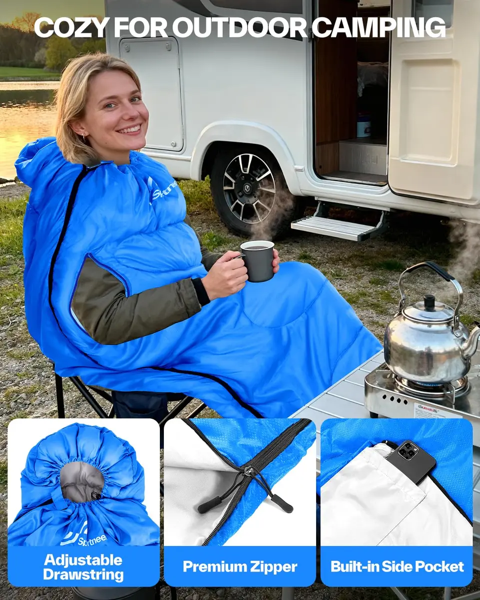 Sportneer Wearable Sleeping Bag for Adults & Kids | Waterproof to 32°F, Compact & Warm for Camping, Stadiums, Travel, Backpacking & Car Use - view 4
