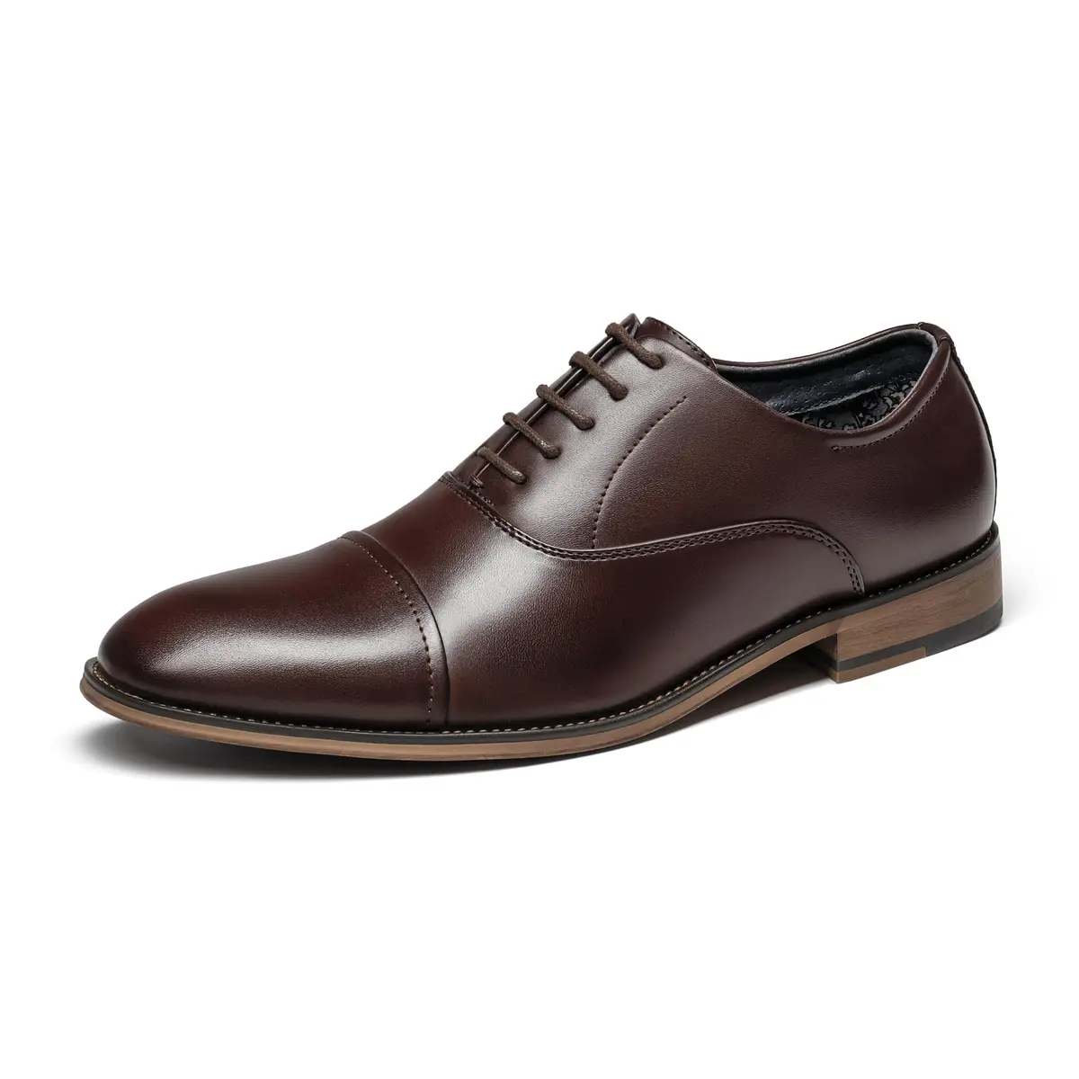 Bruno Marc Men's Formal Dress Shoes Dark Brown 13 | Classic Cap-Toe Oxford with Latex Cushioned Footbed - main product image