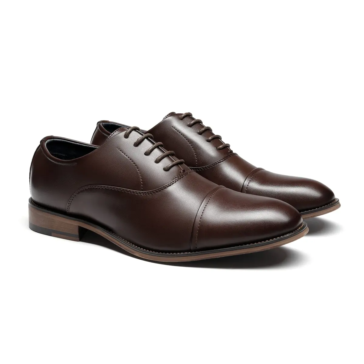Bruno Marc Men's Formal Dress Shoes Dark Brown 13 | Classic Cap-Toe Oxford with Latex Cushioned Footbed - view 5