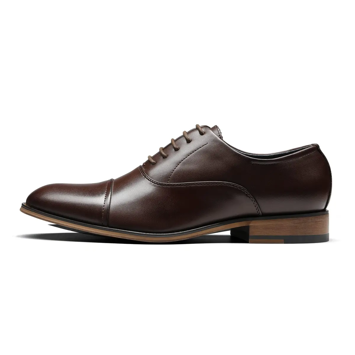 Bruno Marc Men's Formal Dress Shoes Dark Brown 13 | Classic Cap-Toe Oxford with Latex Cushioned Footbed - view 4