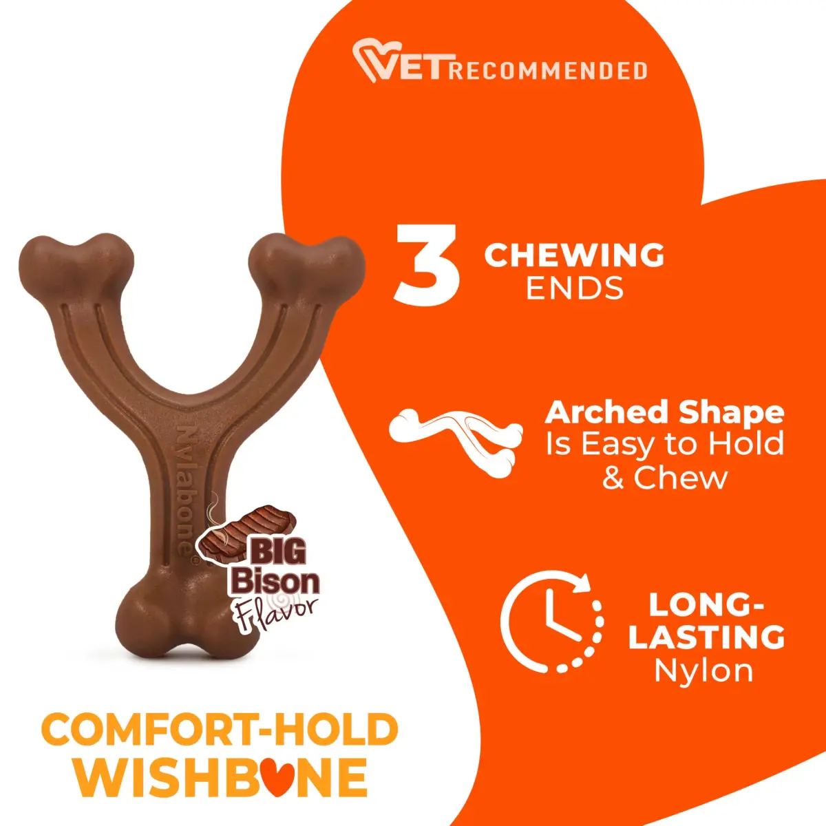 Nylabone Power Chew Easy-Hold Wishbone Dog Chew Toy, Small (3.85 oz / 109 g) | Durable Chew Toy for Aggressive Chewers - view 4