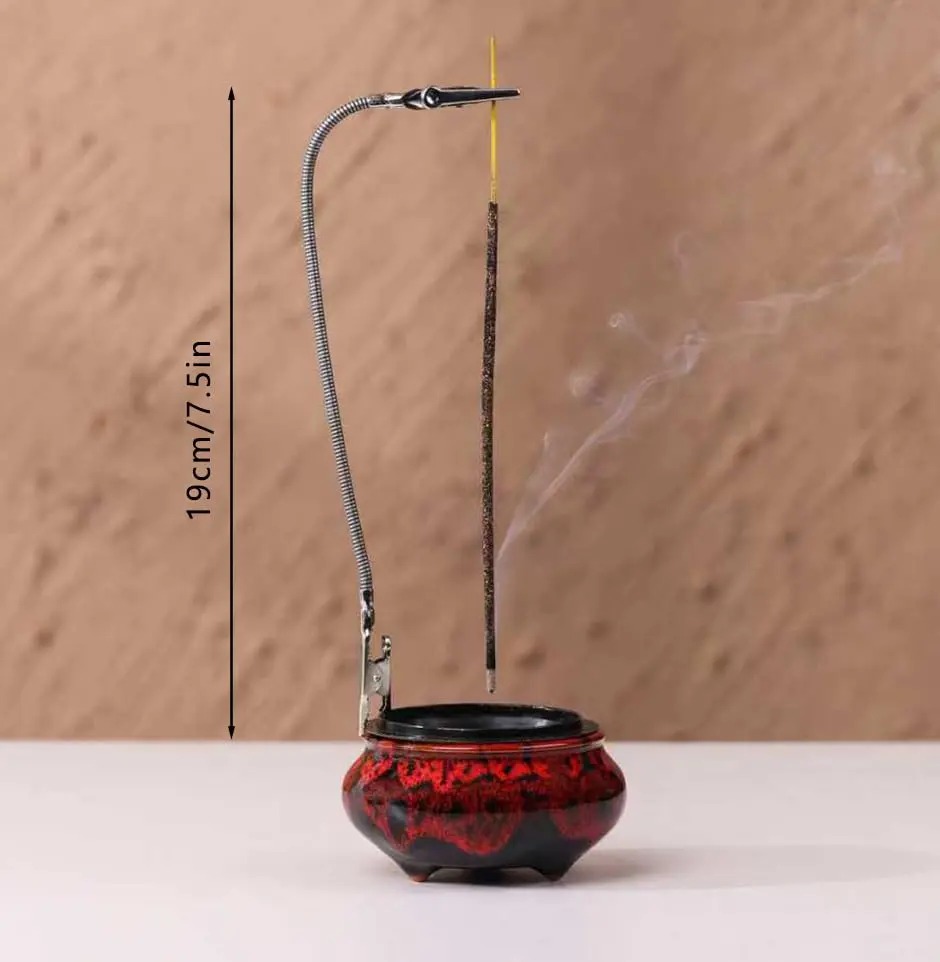 LamDawn Fambe Red Ceramic Incense Burner with Calabash Holder | Meditation & Relaxation - view 6