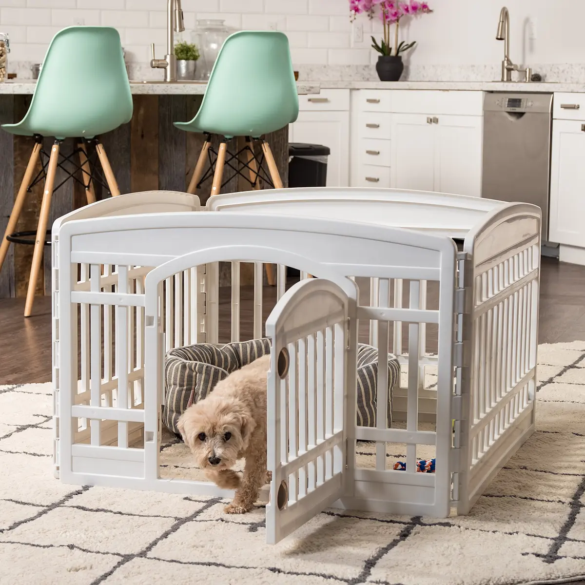 IRIS USA 4-Panel Dog Playpen | 24 Inch Pet Enclosure, White, Expandable, Heavy-Duty Plastic - view 9