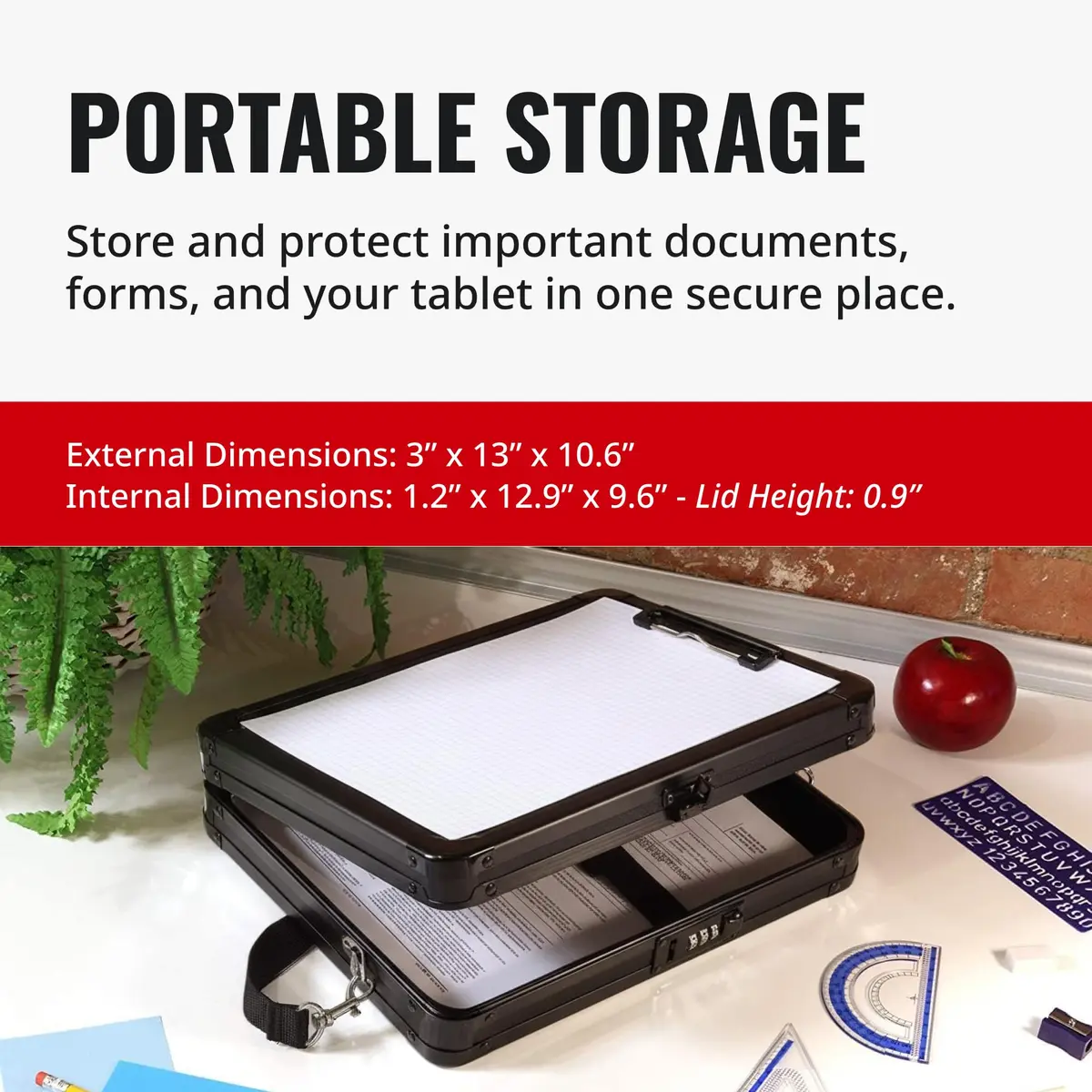 Vaultz Locking Storage Clipboard with Combination Lock, Black | Secure Portable Document & Device Organizer - view 5