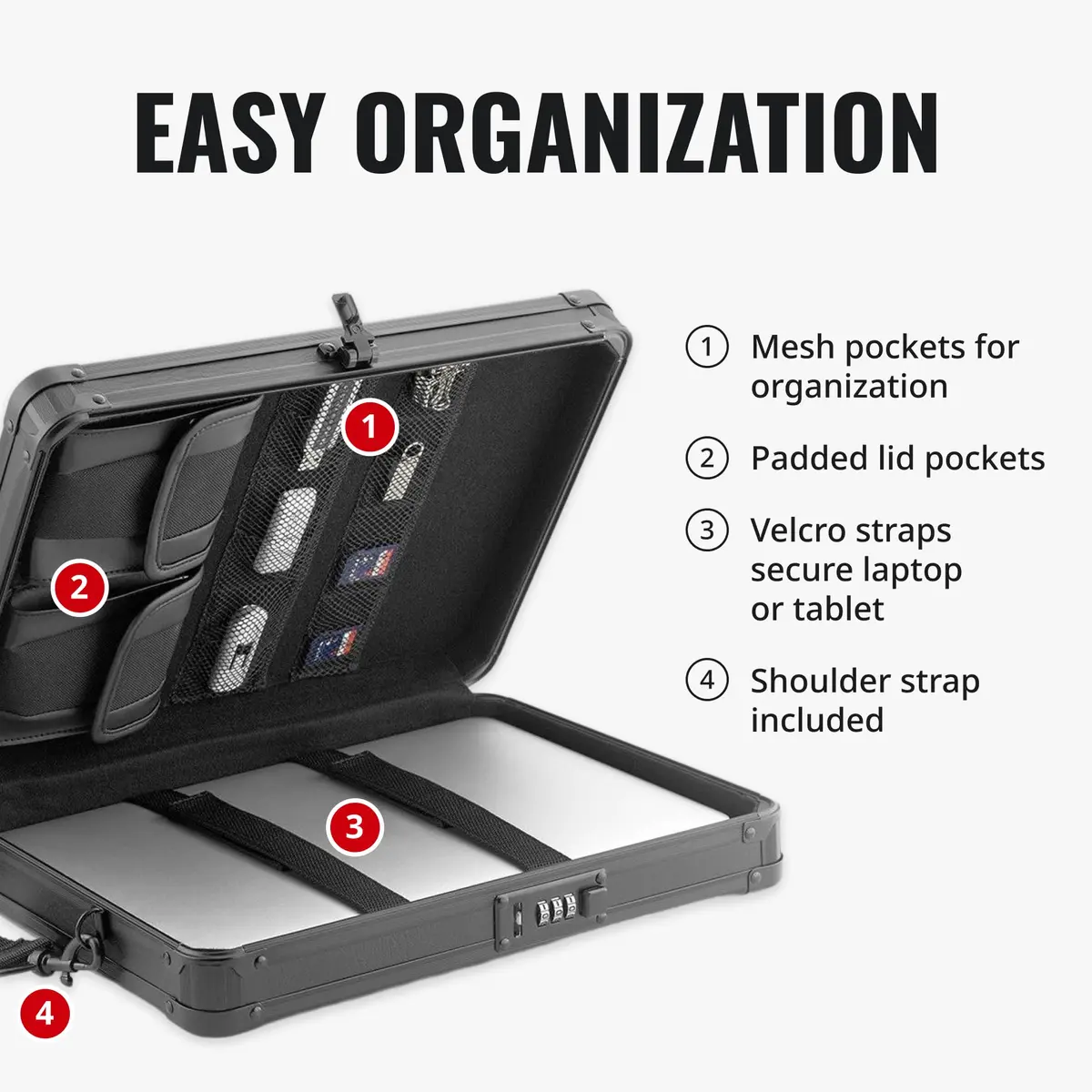 Vaultz Locking Storage Clipboard with Combination Lock, Black | Secure Portable Document & Device Organizer - view 7