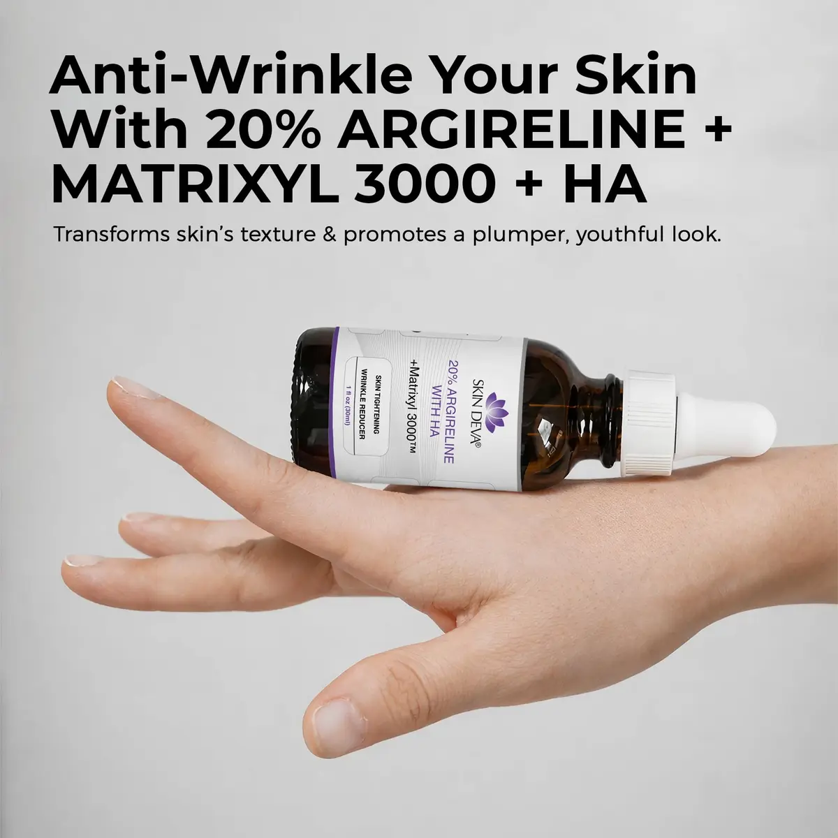 SKIN DEVA 20% Argireline Serum with Matrixyl 3000 & Hyaluronic Acid for Face | Deep Wrinkle Reducer, Anti-Aging, Skin Toning, Collagen Boost, 1 Fl Oz - view 5