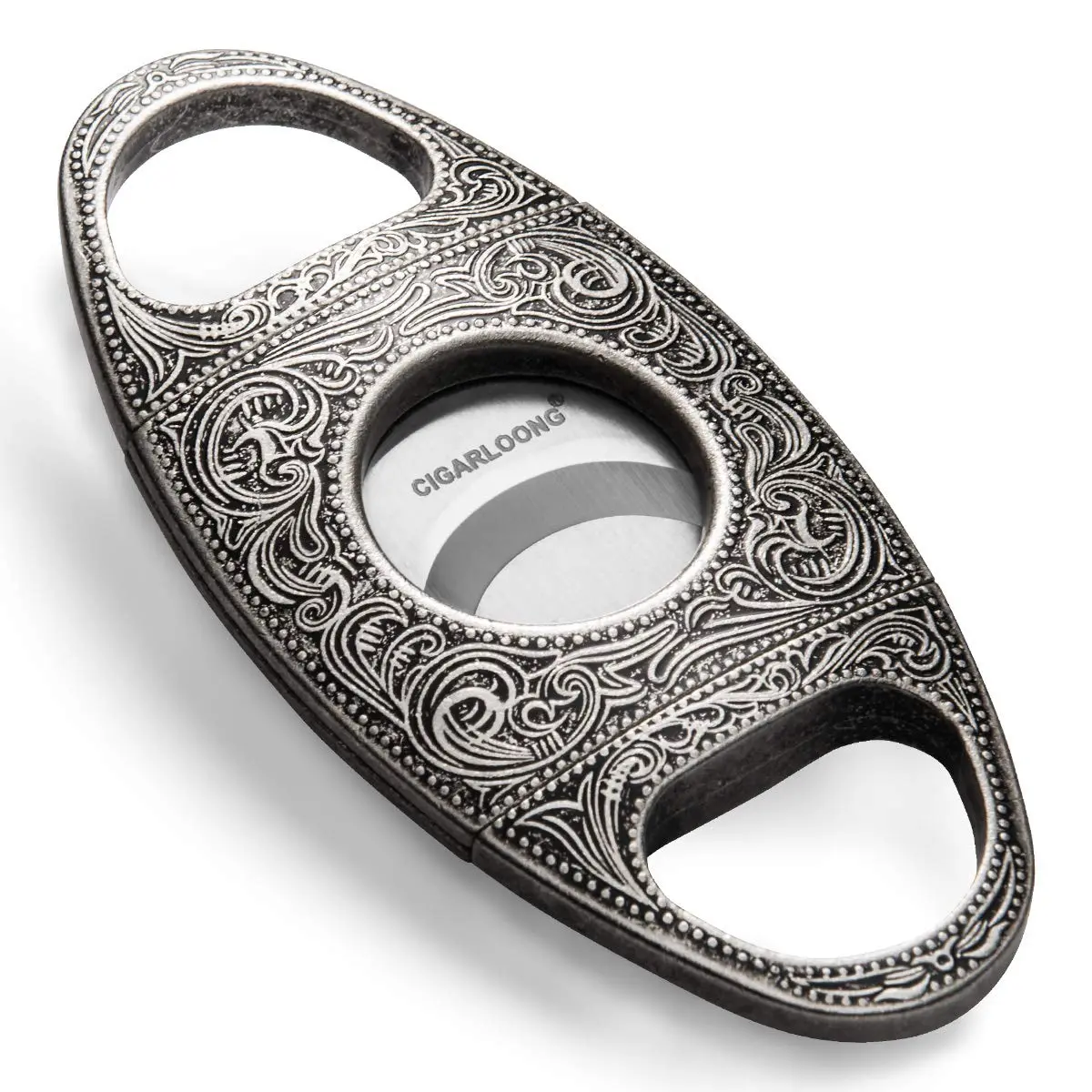 CIGARLOONG Cigar Cutter Stainless Steel Bronze Engraved Double Cut Blade | Precision & Durability for Cigars in India - main product image