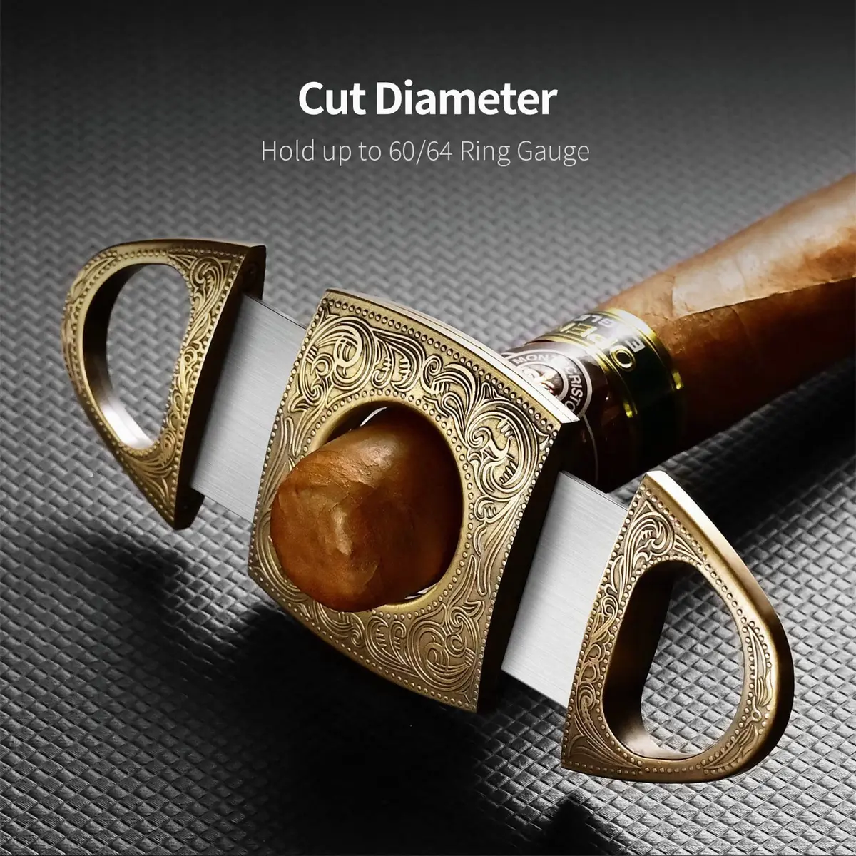 CIGARLOONG Cigar Cutter Stainless Steel Bronze Engraved Double Cut Blade | Precision & Durability for Cigars in India - view 4