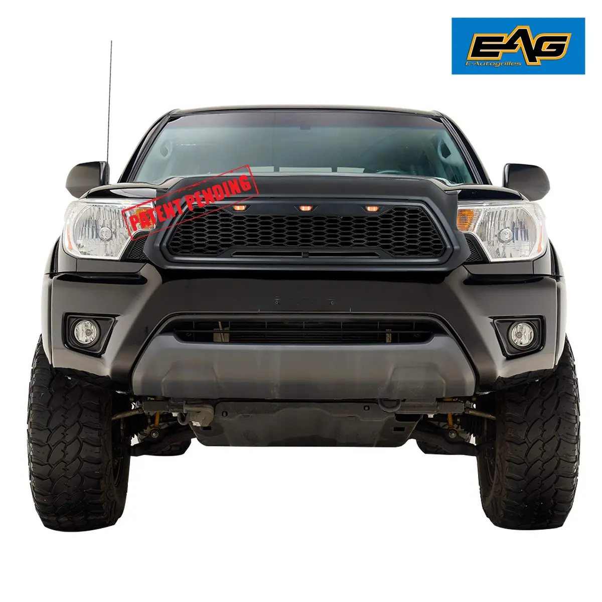 EAG Replacement Upper ABS Grille Front Grill with Amber LED Lights - Matte Black Fit for 12-15 Tacoma | Aggressive Offroad Look - view 2