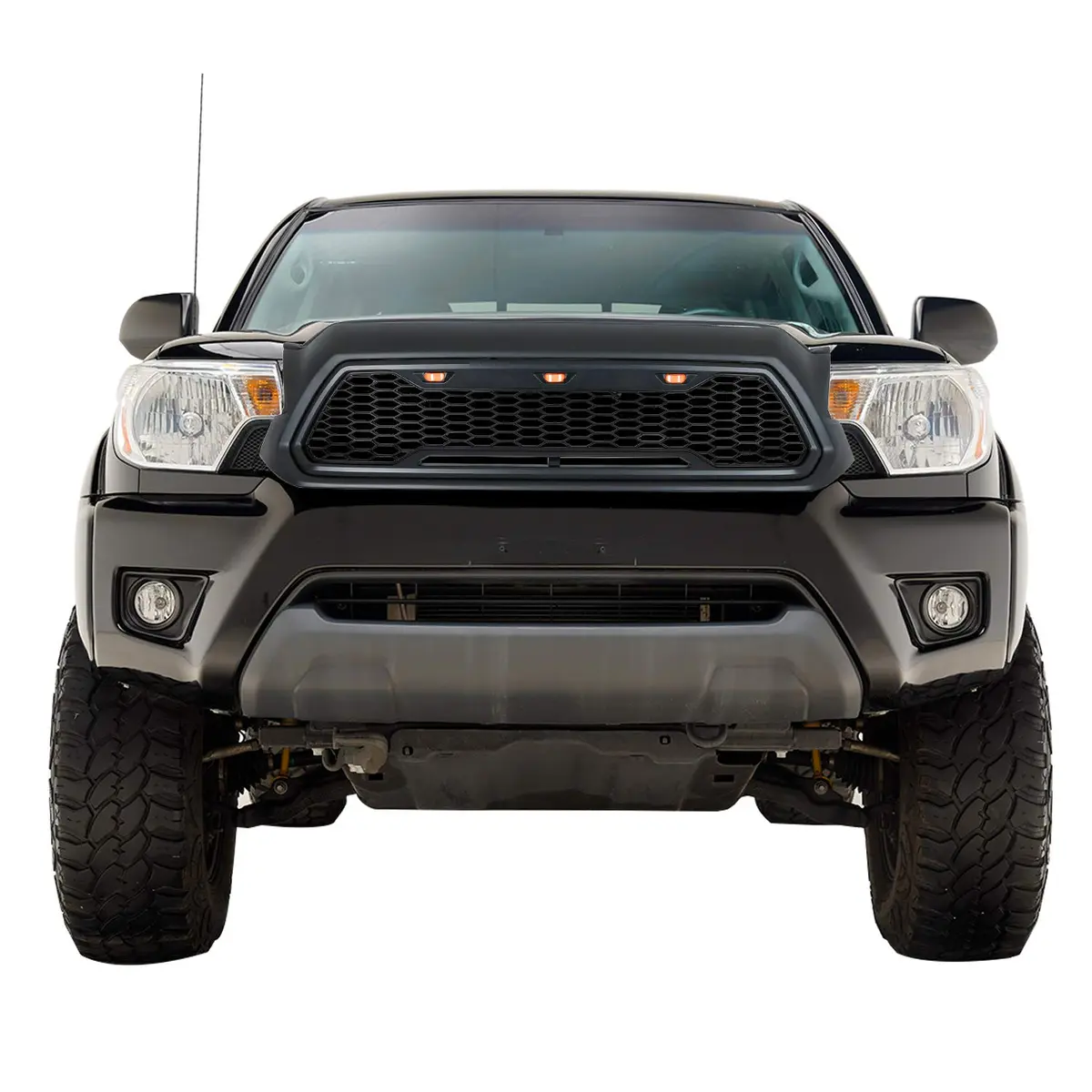 EAG Replacement Upper ABS Grille Front Grill with Amber LED Lights - Matte Black Fit for 12-15 Tacoma | Aggressive Offroad Look - view 3
