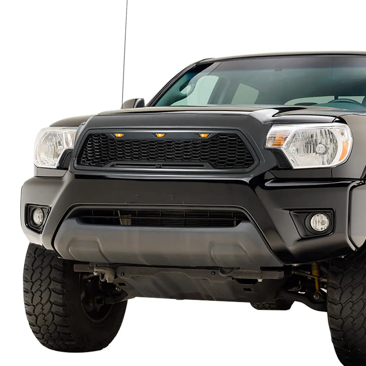 EAG Replacement Upper ABS Grille Front Grill with Amber LED Lights - Charcoal Gray Fit for 12-15 Tacoma | Rugged Appearance & LED Accent - main product image
