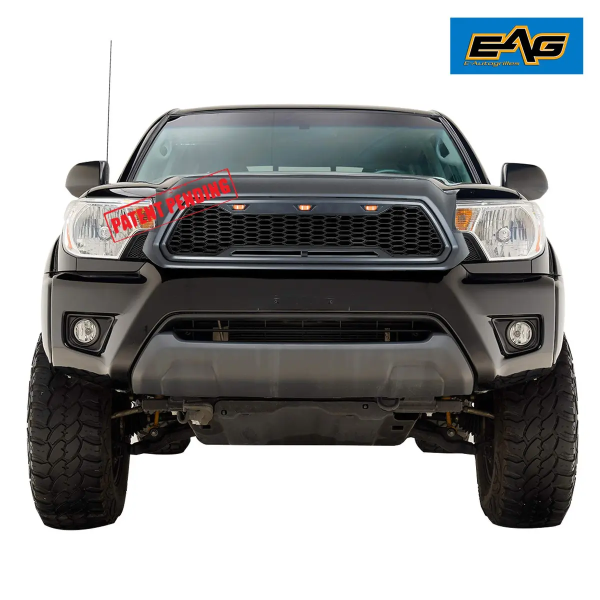 EAG Replacement Upper ABS Grille Front Grill with Amber LED Lights - Charcoal Gray Fit for 12-15 Tacoma | Rugged Appearance & LED Accent - view 2