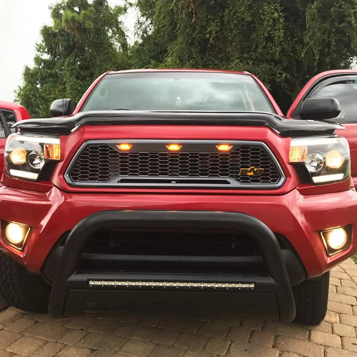 EAG Replacement Upper ABS Grille Front Grill with Amber LED Lights - Charcoal Gray Fit for 12-15 Tacoma | Rugged Appearance & LED Accent - view 3
