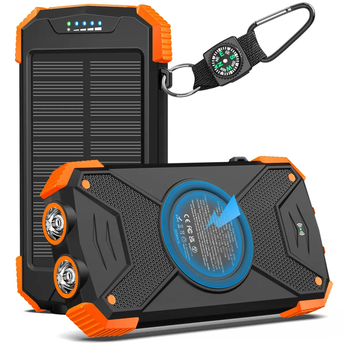 BLAVOR Solar Power Bank 10,000mAh Portable Wireless Charger for Cell Phones | IPX5 Waterproof, Fast Charging, Compact - main product image