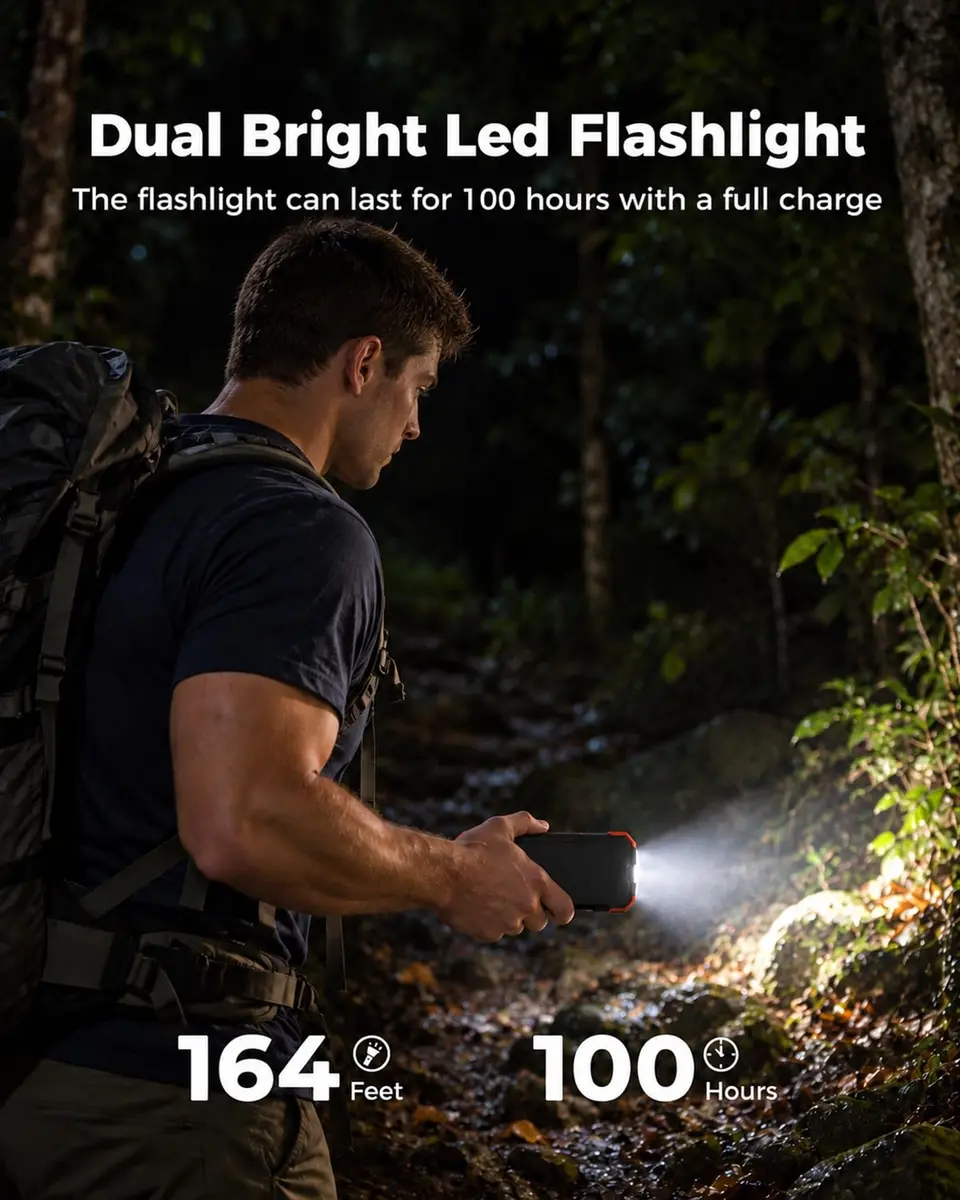 BLAVOR Solar Power Bank 10,000mAh Portable Wireless Charger for Cell Phones | IPX5 Waterproof, Fast Charging, Compact - view 7