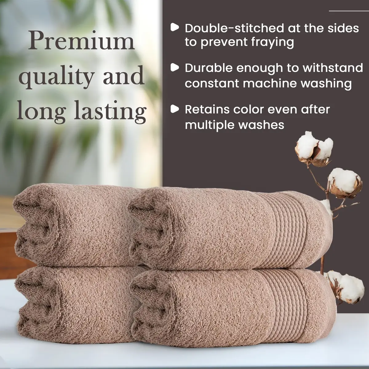 HALLEY Turkish Cotton Towels (4-Pack) Ultra Soft Quick Absorbent 650 GSM | Luxury Bath & Hand Towels for Bathroom & Kitchen - view 5