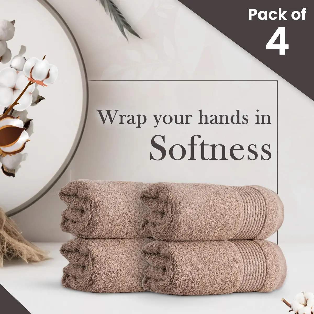 HALLEY Turkish Cotton Towels (4-Pack) Ultra Soft Quick Absorbent 650 GSM | Luxury Bath & Hand Towels for Bathroom & Kitchen - view 2