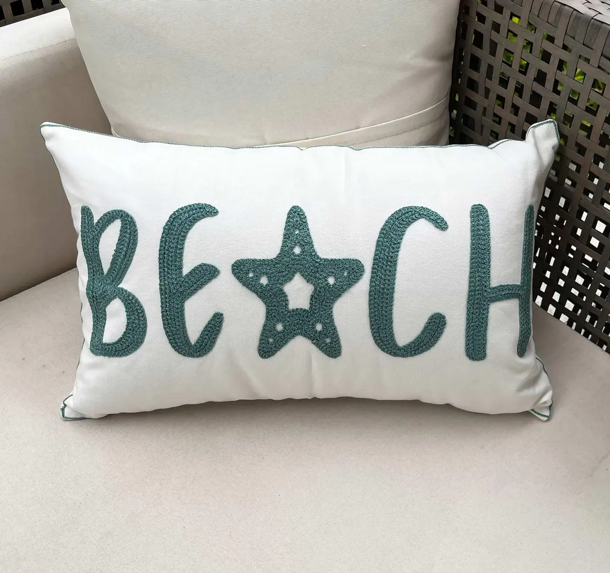 DECOPOW Embroidered Beach Throw Pillow Cover 20" x 12" | Nautical Style Decor - view 3