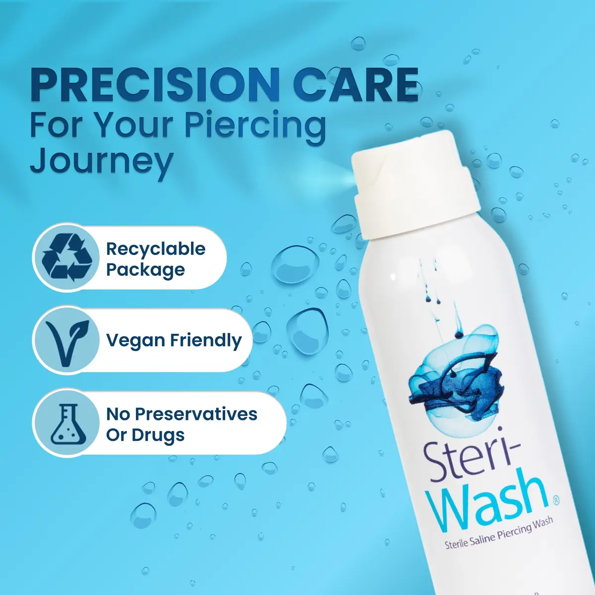 STERI - WASH Aftercare Piercing Spray 3 Fl Oz | Gentle, Vegan, Professional-Quality - view 3