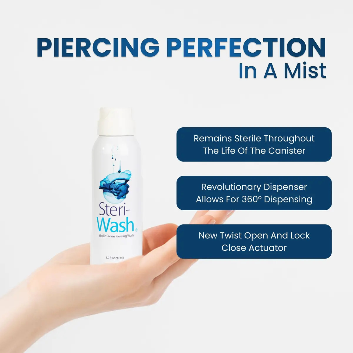 STERI - WASH Aftercare Piercing Spray 3 Fl Oz | Gentle, Vegan, Professional-Quality - view 2