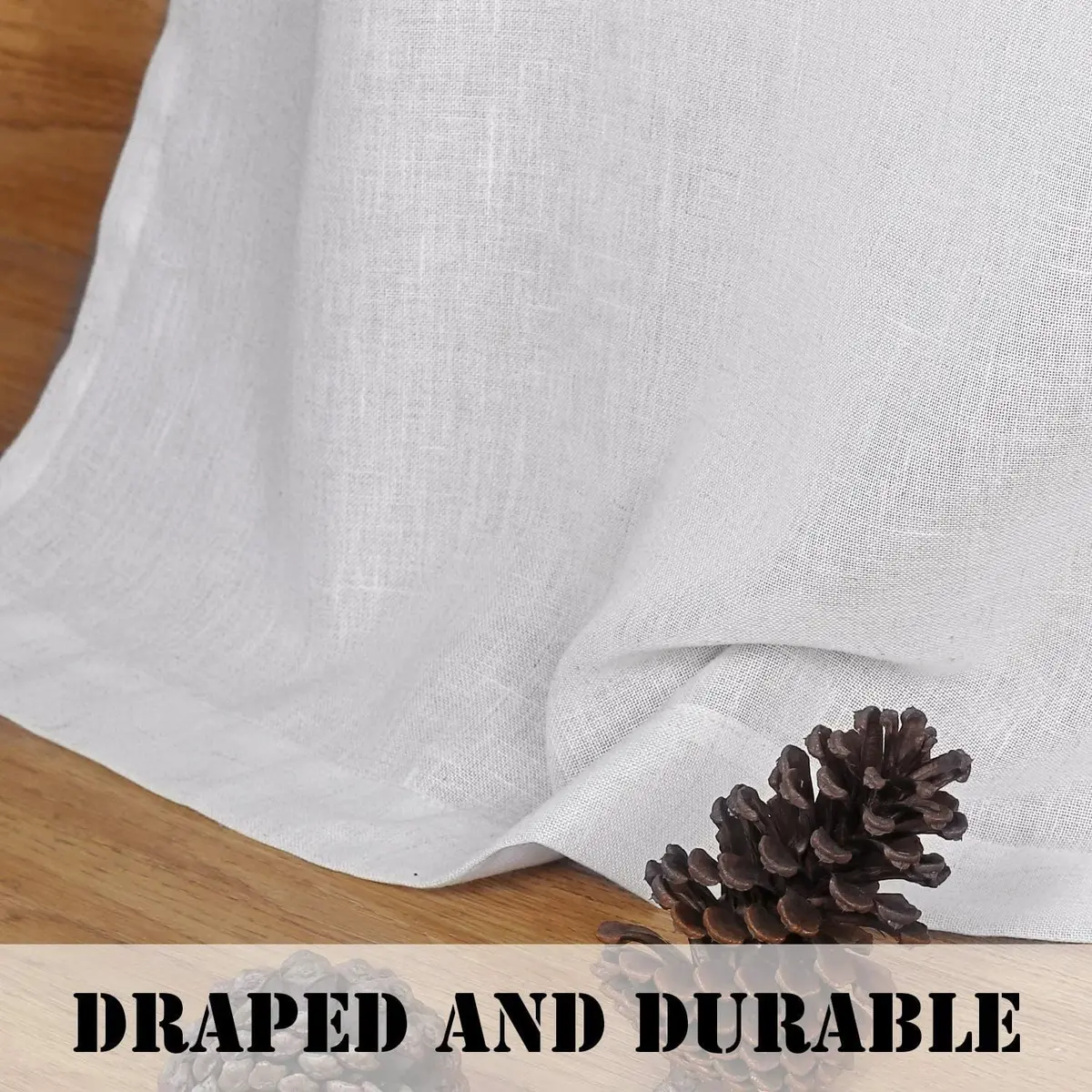 H.VERSAILTEX Linen Curtains 96 Inches | Semi Sheer, 2 Panels, Living Room & Bedroom, Heathered White - view 6