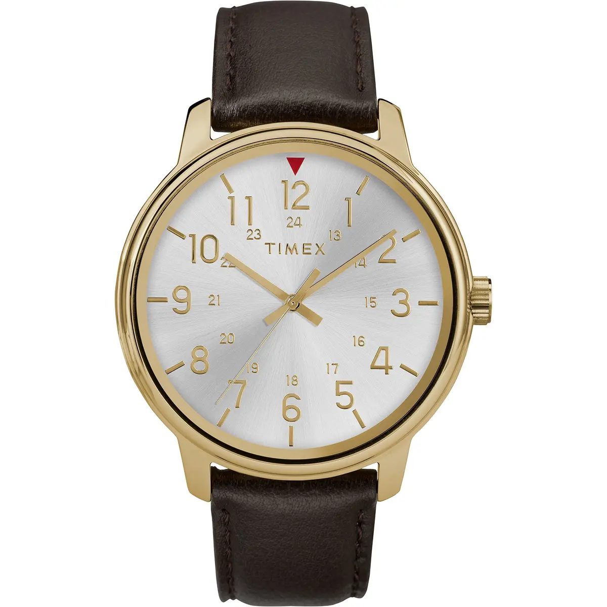 Timex Classic 43mm Men's Watch | Water-Resistant Leather Strap, Silver Dial - main product image